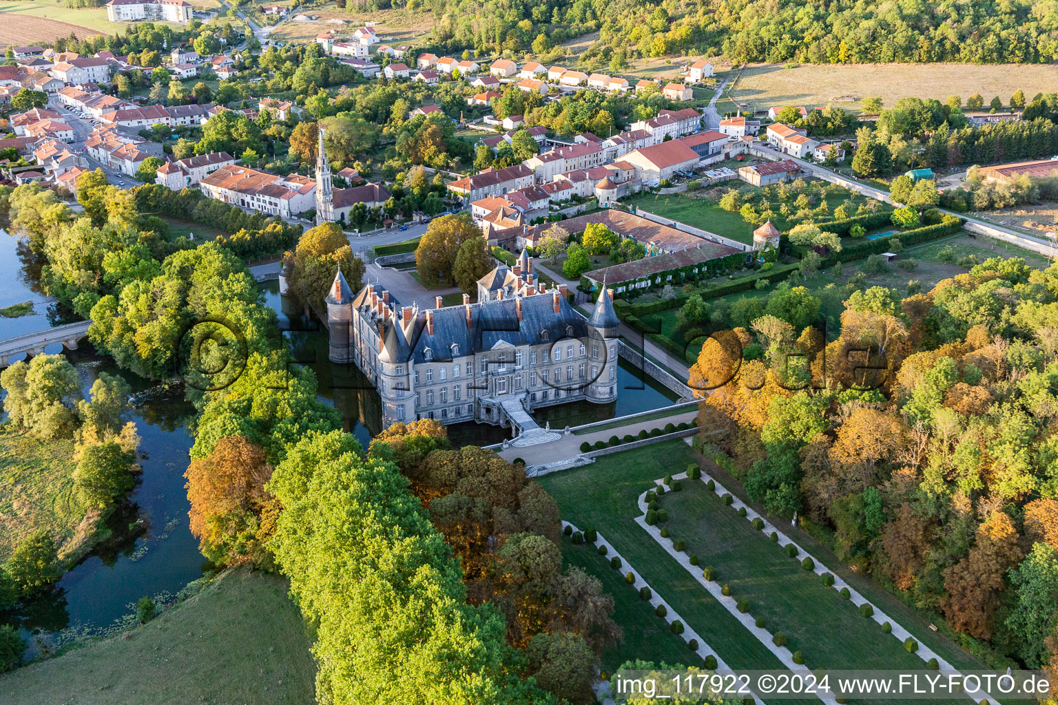 Chateau de Haroué in Haroué in the state Meurthe et Moselle, France viewn from the air