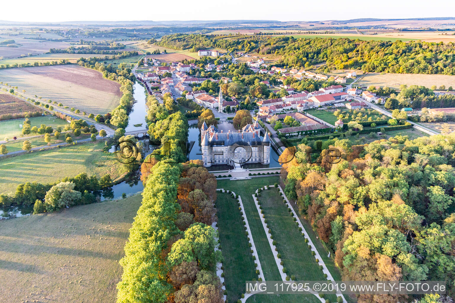 Drone recording of Chateau de Haroué in Haroué in the state Meurthe et Moselle, France