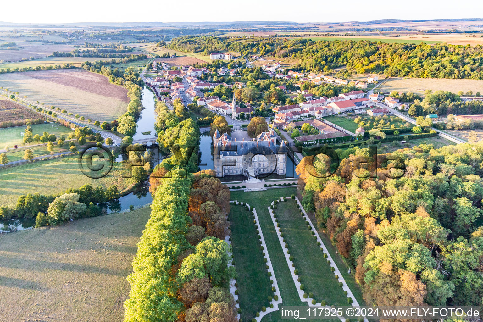 Drone recording of Chateau de Haroué in Haroué in the state Meurthe et Moselle, France