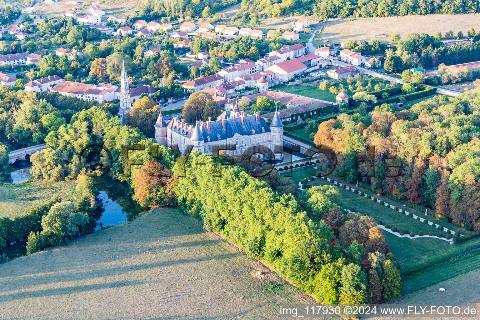 Chateau de Haroué in Haroué in the state Meurthe et Moselle, France from a drone