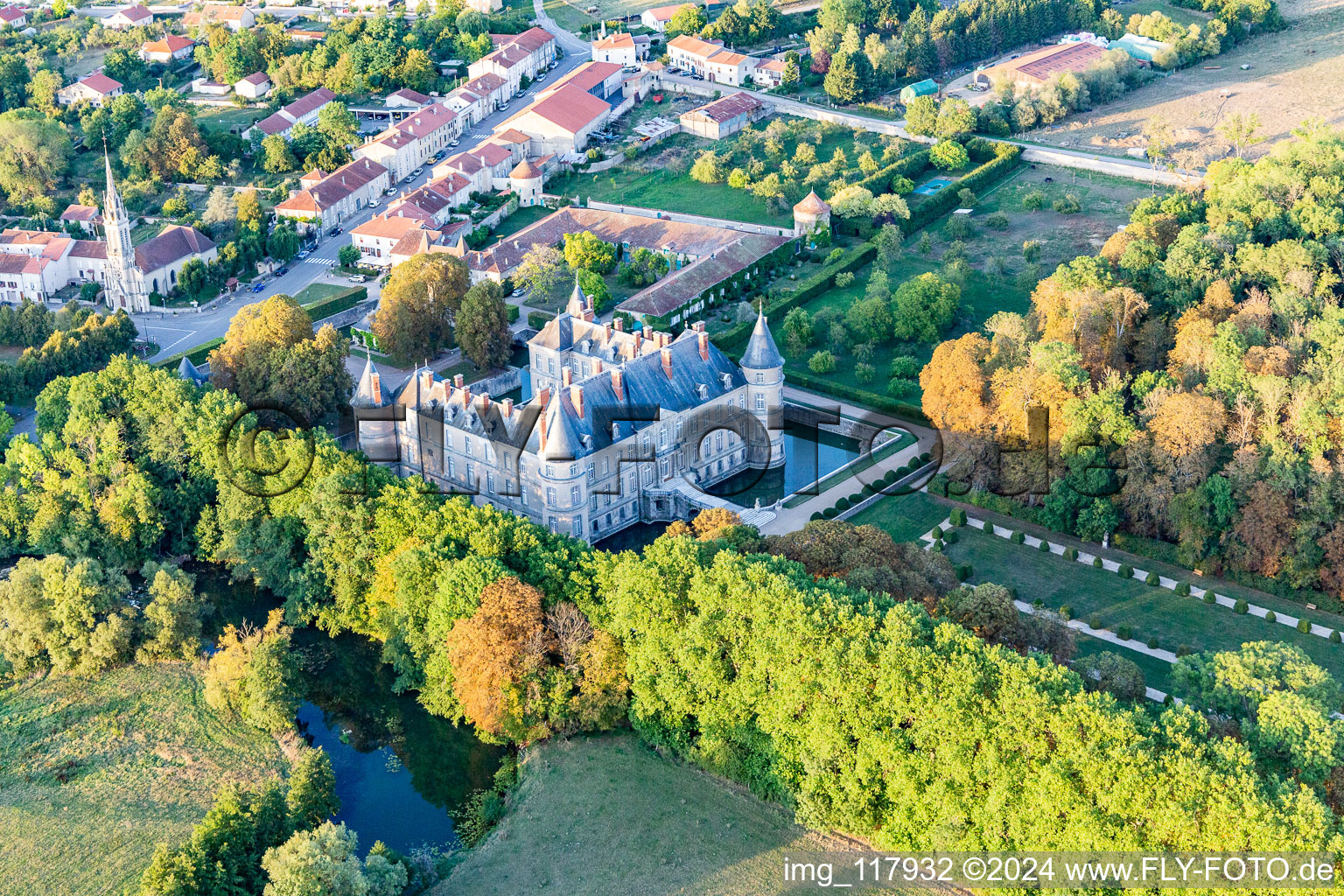 Chateau de Haroué in Haroué in the state Meurthe et Moselle, France seen from a drone