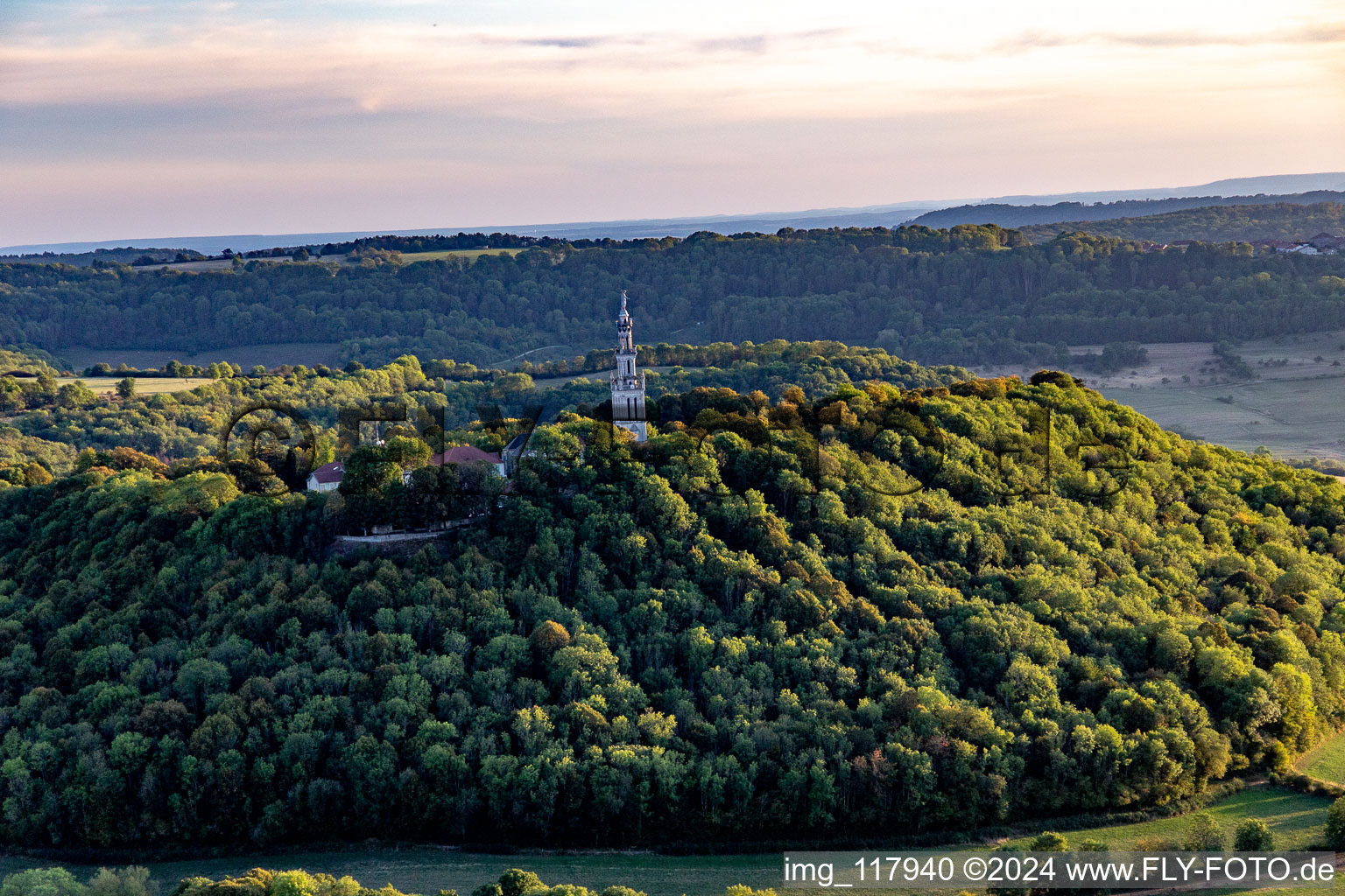 Aerial photograpy of Basilica of Sion in Saxon-Sion in the state Meurthe et Moselle, France