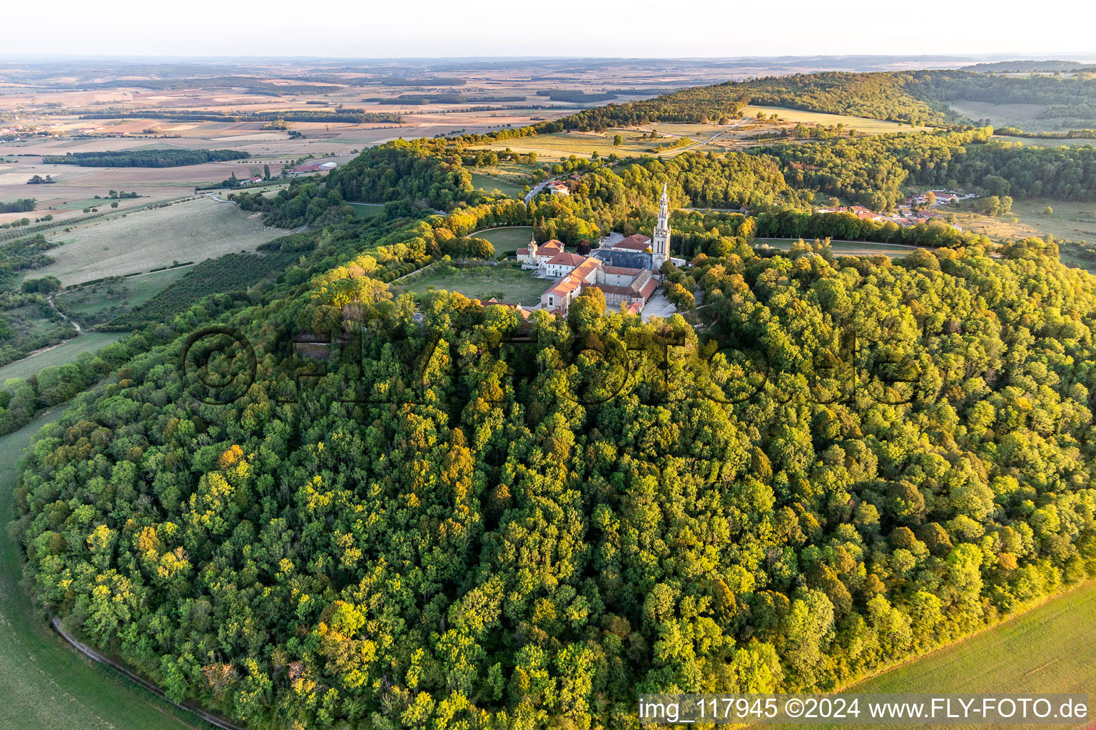 Basilica of Sion in Saxon-Sion in the state Meurthe et Moselle, France out of the air