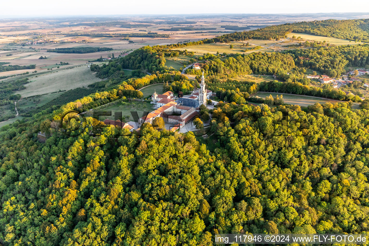 Basilica of Sion in Saxon-Sion in the state Meurthe et Moselle, France seen from above