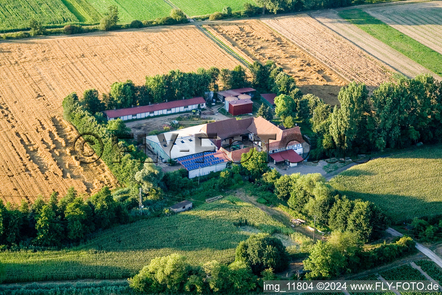 At Erlenbach, Leistenmühle in Kandel in the state Rhineland-Palatinate, Germany viewn from the air