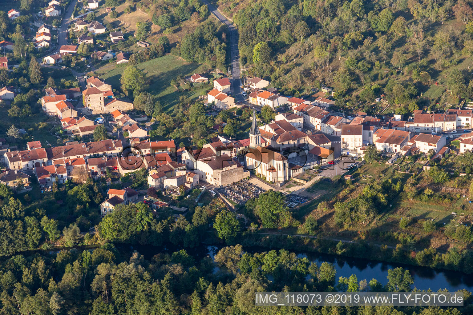 Aerial view of Sexey-aux-Forges in the state Meurthe et Moselle, France