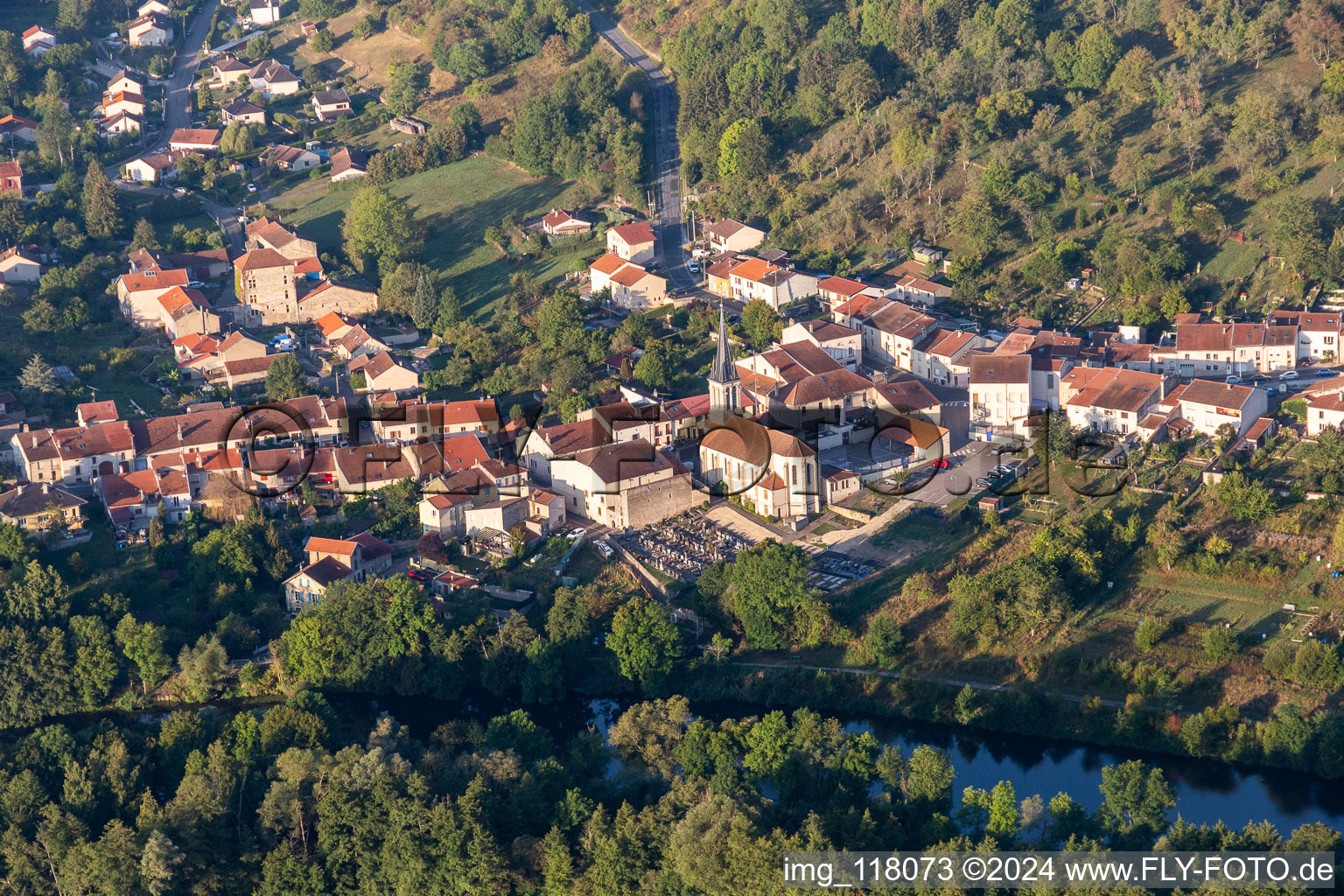 Aerial view of Sexey-aux-Forges in the state Meurthe et Moselle, France