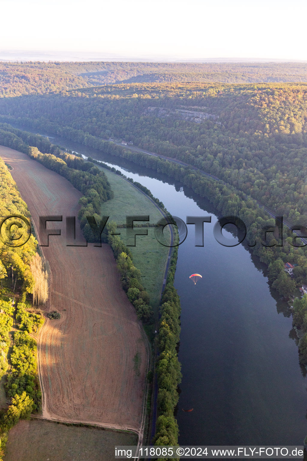 Aerial view of Moselle in Sexey-aux-Forges in the state Meurthe et Moselle, France