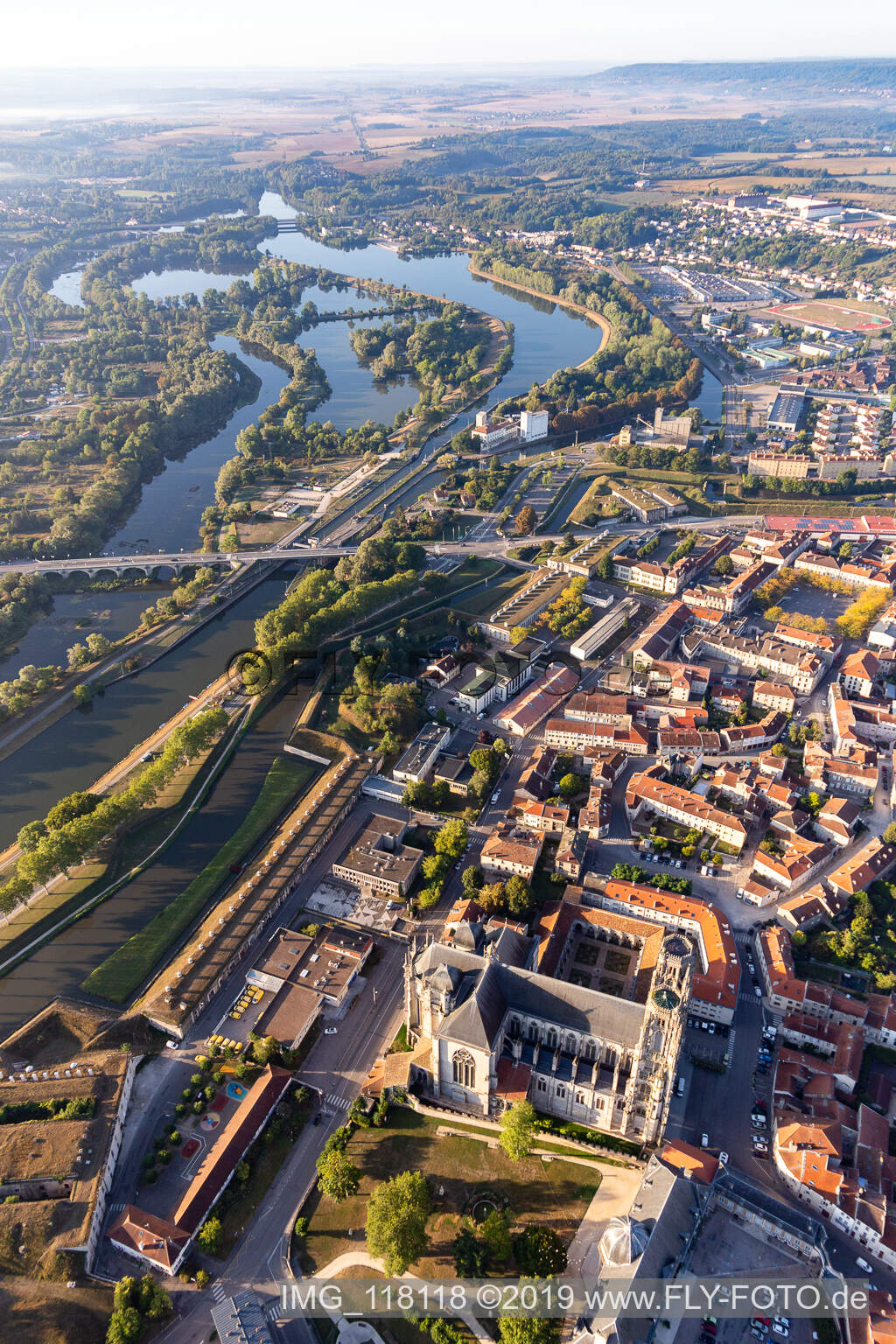 Cathedrale Saint-Etienne de Toul in Toul in the state Meurthe et Moselle, France out of the air