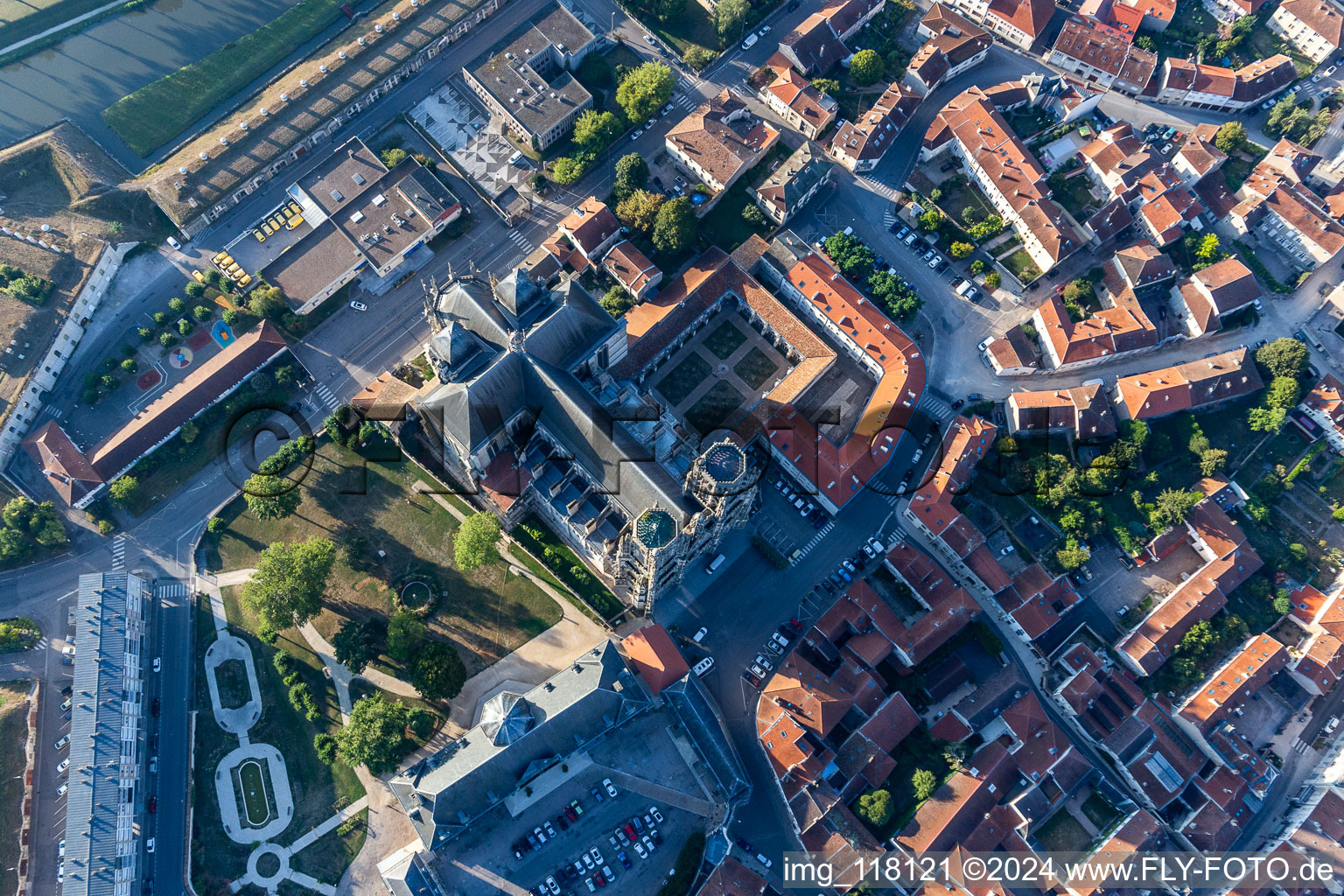 Aerial photograpy of Church building of the cathedral of St. Stephen's in Toul in Grand Est, France