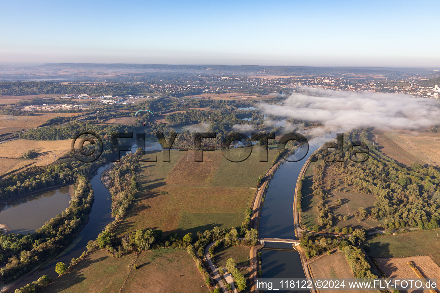 Moselle and Moselle Canalisée in Gondreville in the state Meurthe et Moselle, France