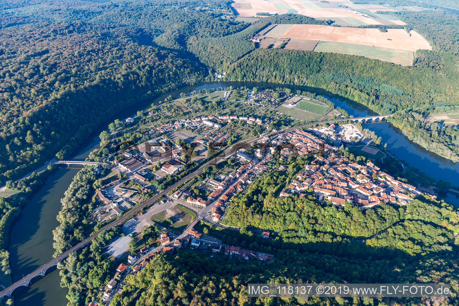 Aerial view of Liverdun in the state Meurthe et Moselle, France