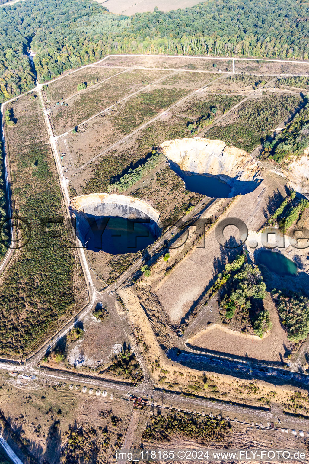 Terrain and overburden surfaces of the Potash salt mine open pit in Lenoncourt in Grand Est, France