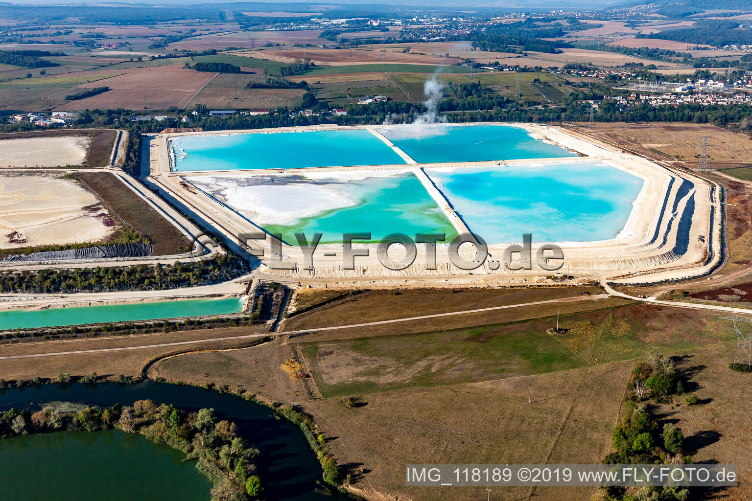 Aerial view of Gypsum Ponds NOVA ARB in Laneuveville-devant-Nancy in the state Meurthe et Moselle, France