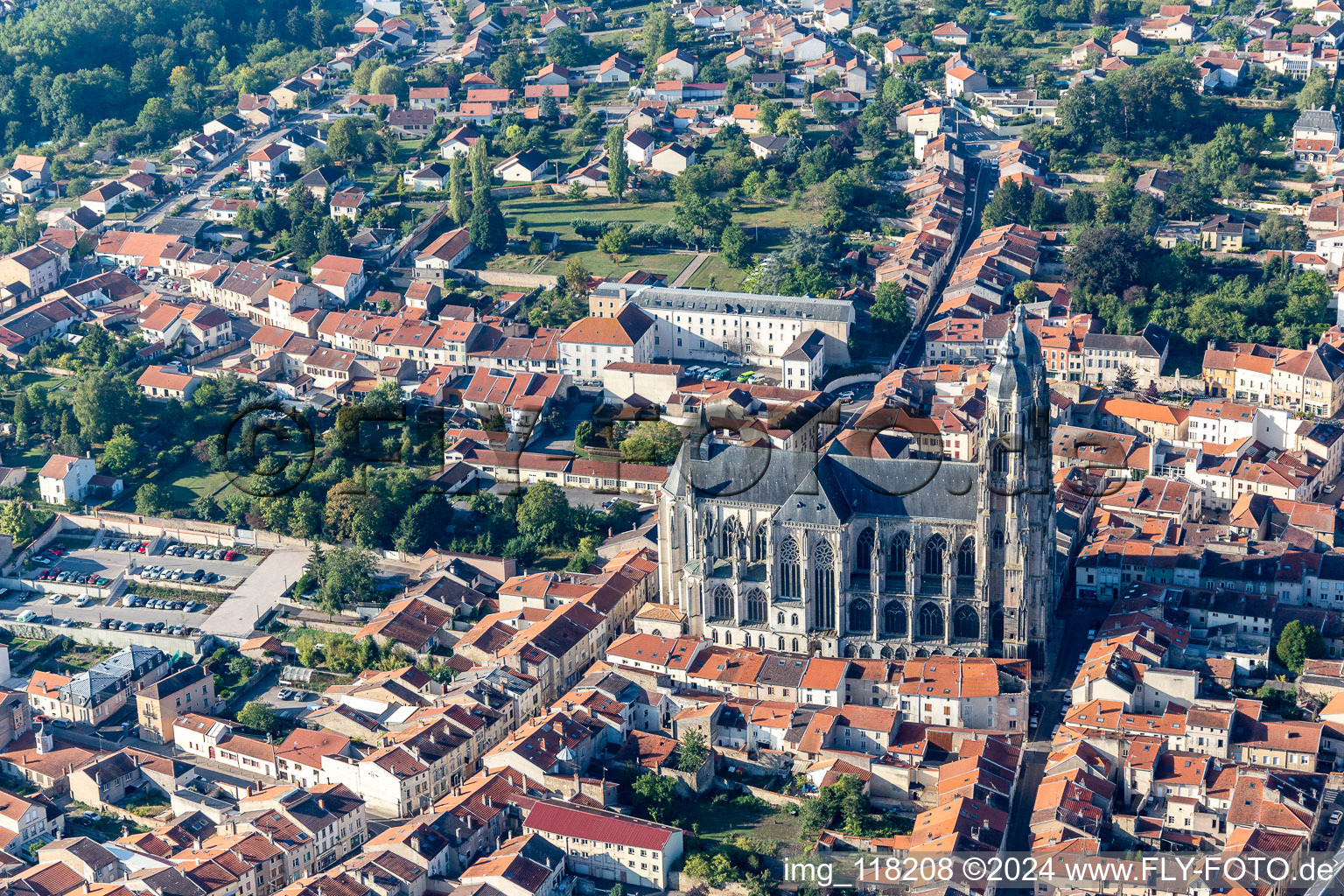 Aerial view of Basilica of Saint-Nicolas-de-Port in Saint-Nicolas-de-Port in the state Meurthe et Moselle, France