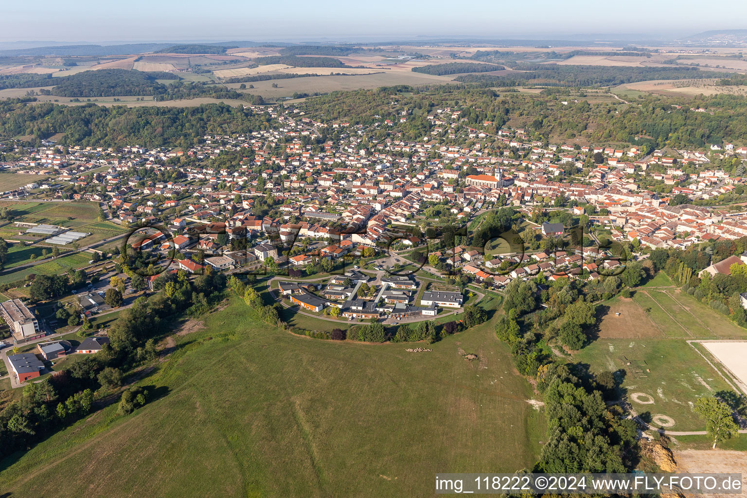 Town View of the streets and houses of the residential areas in Rosieres-aux-Salines in Grand Est, France