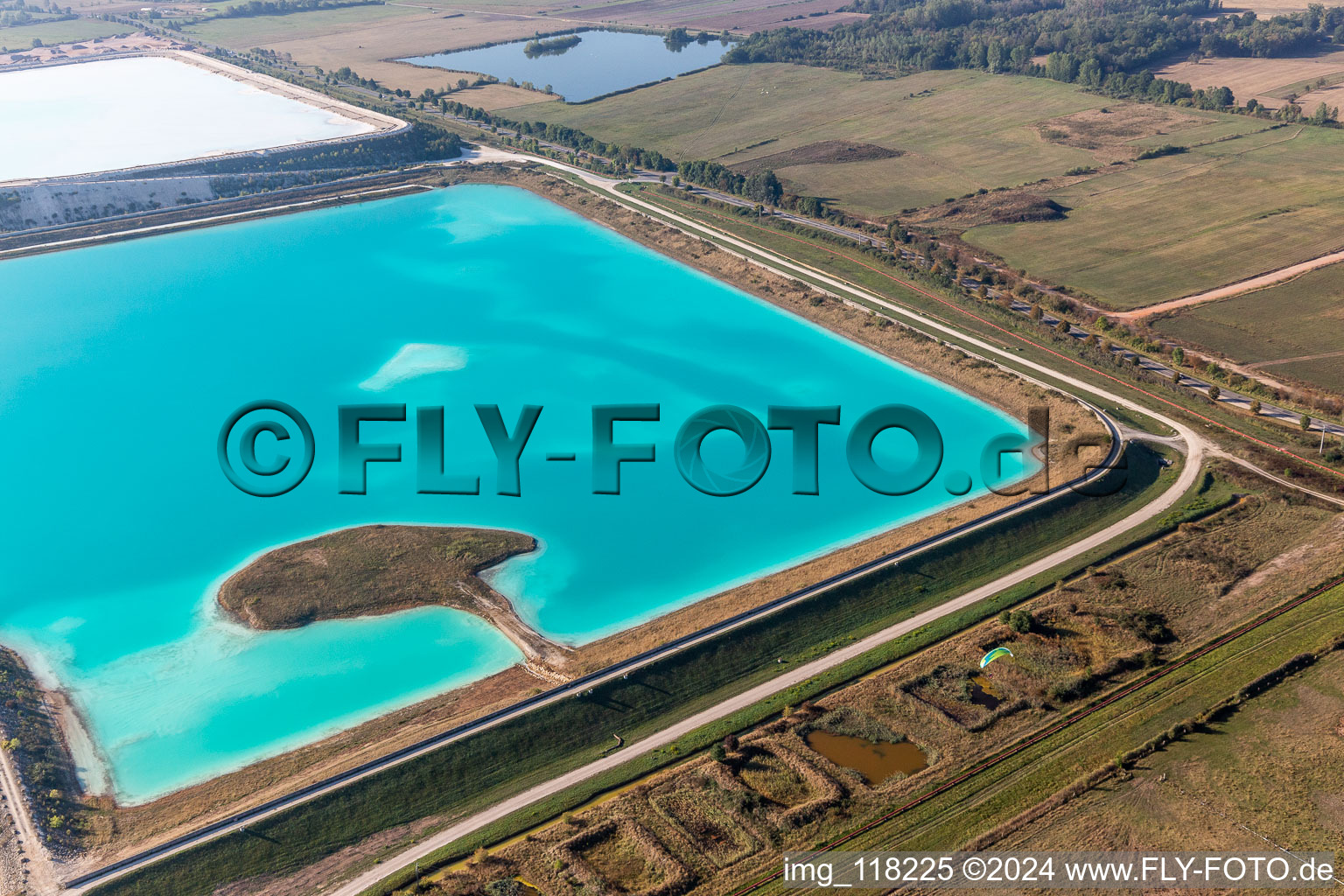 Aerial view of Saltworks in Rosières-aux-Salines in the state Meurthe et Moselle, France