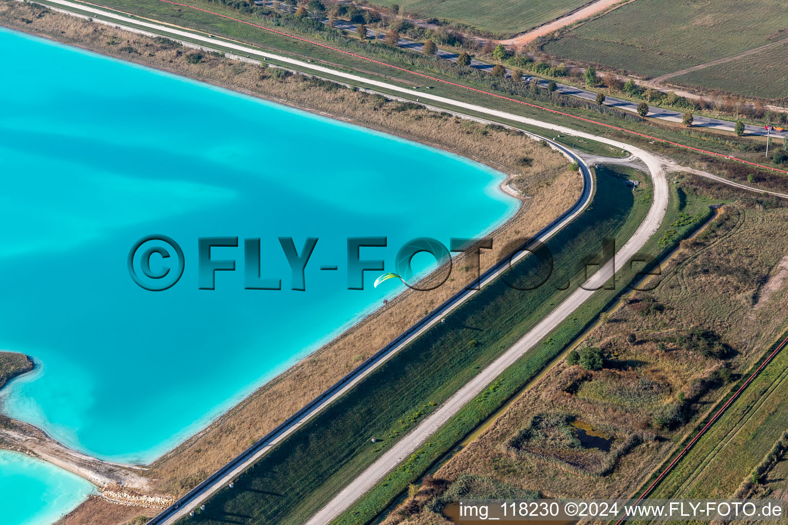 Aerial photograpy of Salt pans in Rosières-aux-Salines in the state Meurthe et Moselle, France