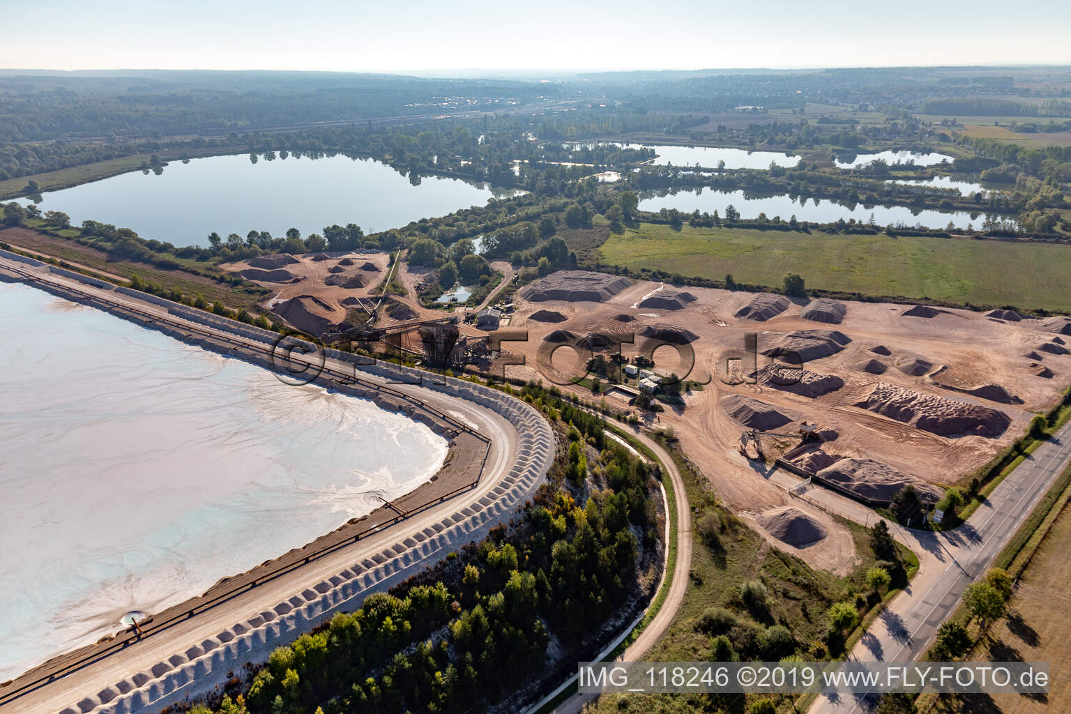 Bird's eye view of Salt pans in Rosières-aux-Salines in the state Meurthe et Moselle, France