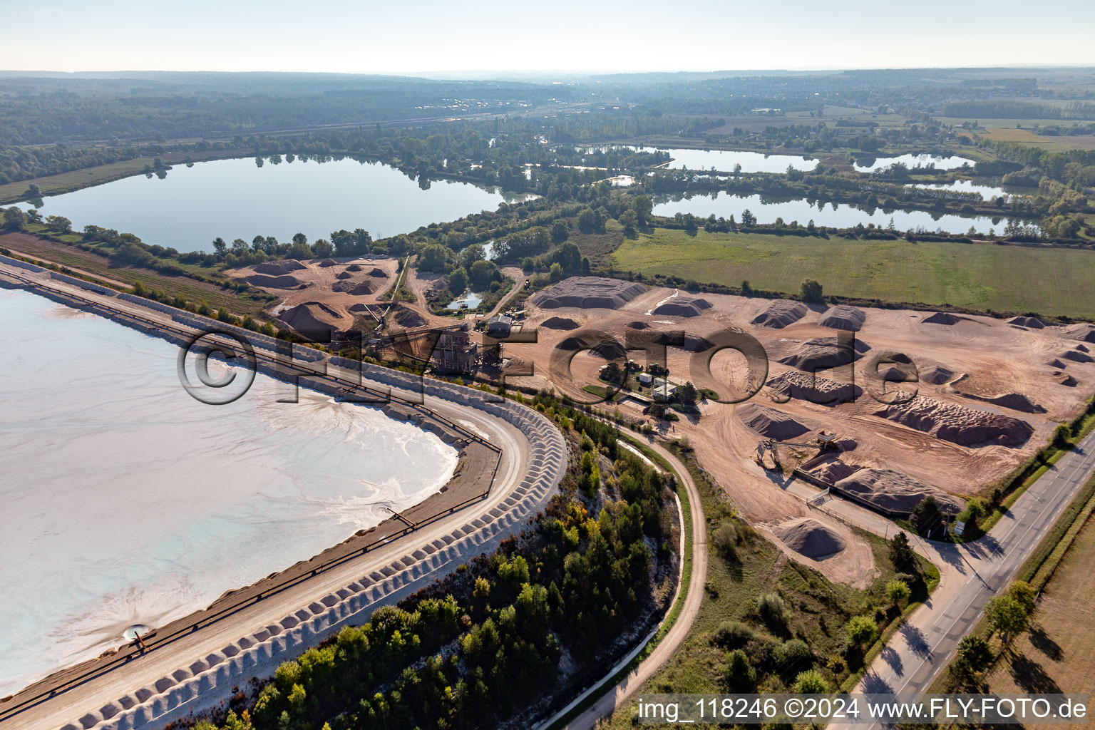 Bird's eye view of Salt pans in Rosières-aux-Salines in the state Meurthe et Moselle, France