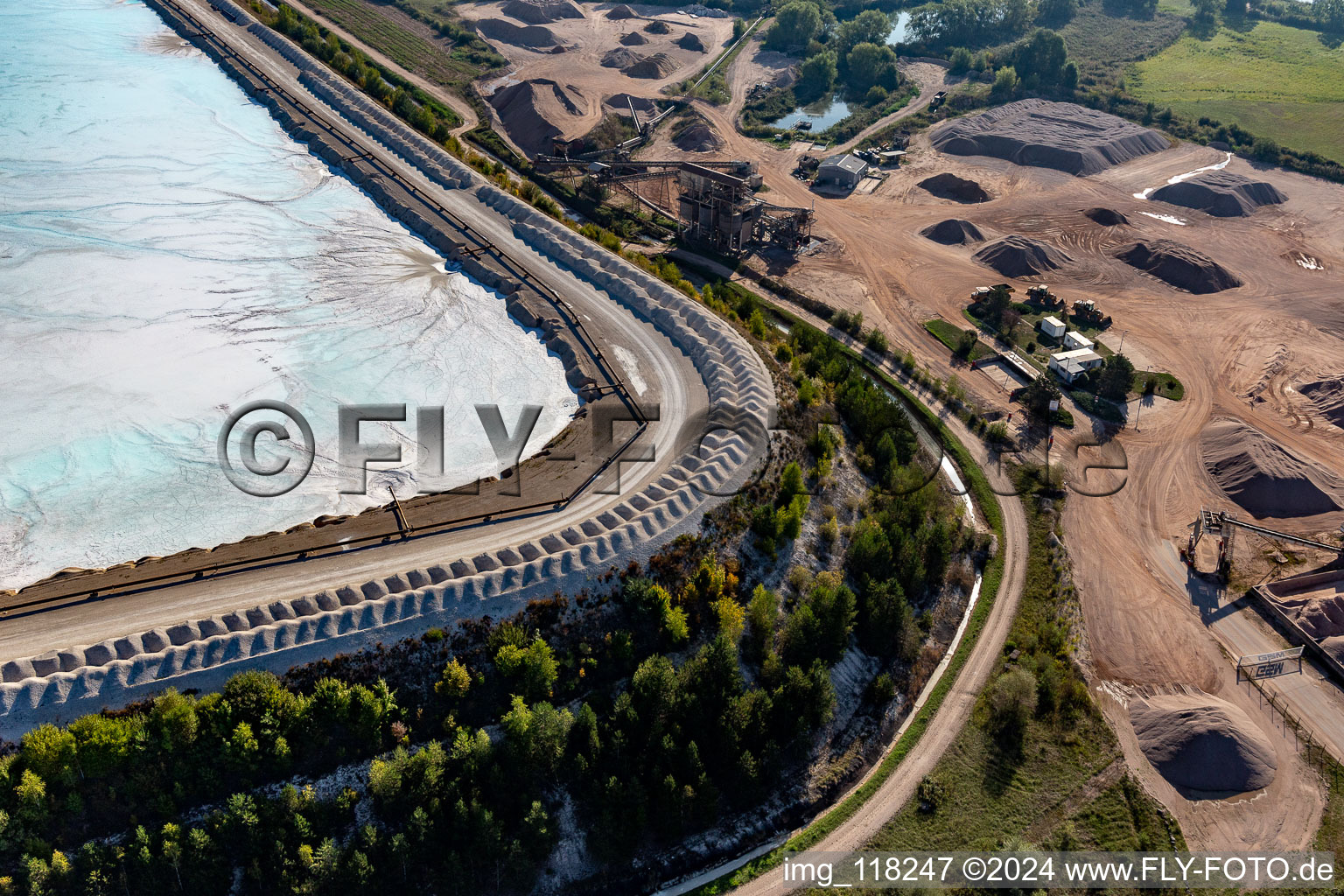 Salt pans in Rosières-aux-Salines in the state Meurthe et Moselle, France viewn from the air