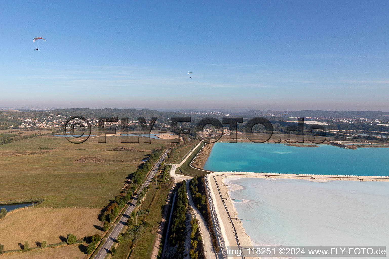 Drone image of Salt pans in Rosières-aux-Salines in the state Meurthe et Moselle, France