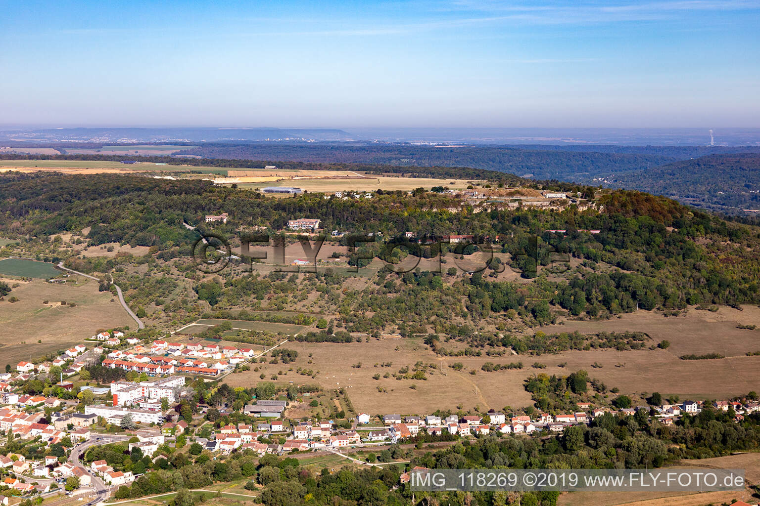 Aerial view of Bainville-sur-Madon in the state Meurthe et Moselle, France