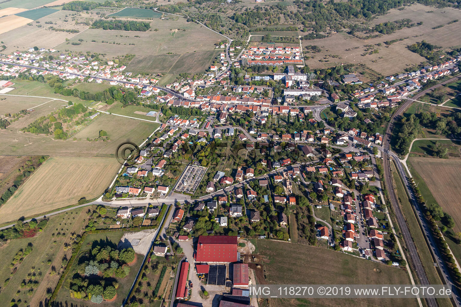 Aerial photograpy of Bainville-sur-Madon in the state Meurthe et Moselle, France