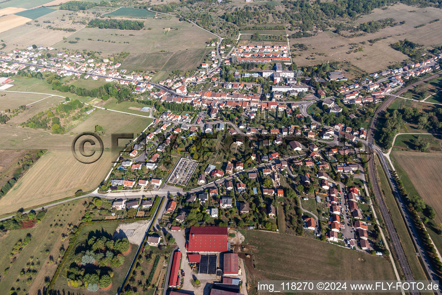 Aerial photograpy of Bainville-sur-Madon in the state Meurthe et Moselle, France