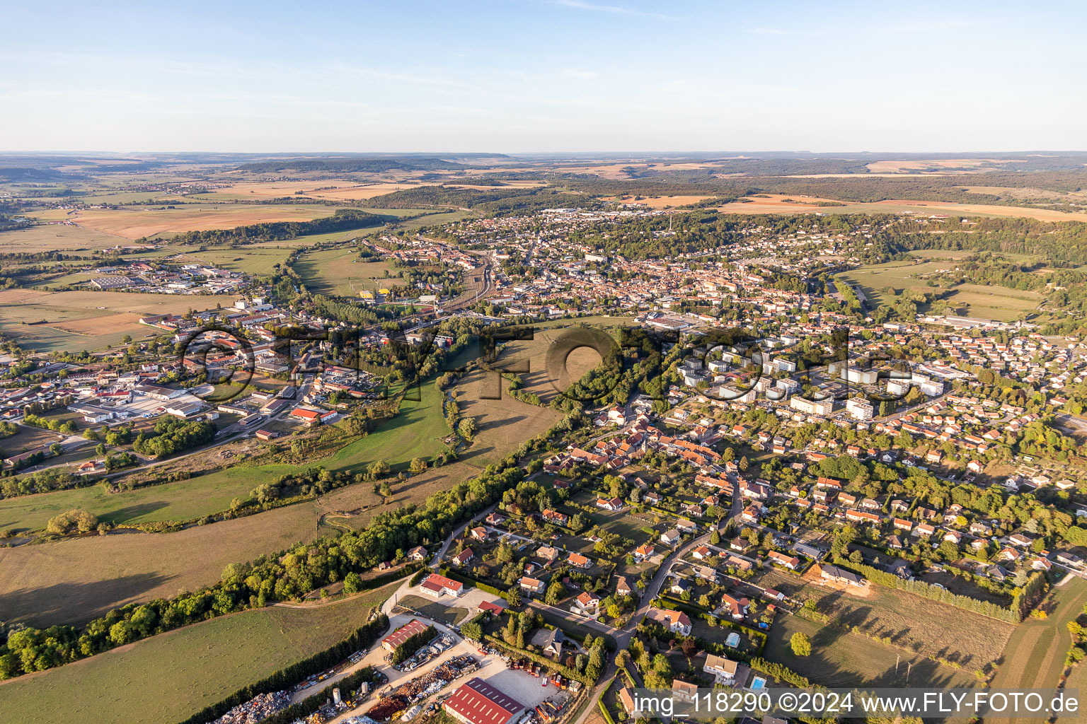 Aerial view of Neufchâteau in the state Vosges, France