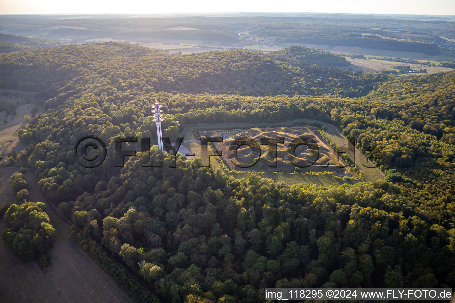 Aerial view of Fort de Bourlémont in Mont-lès-Neufchâteau in the state Vosges, France