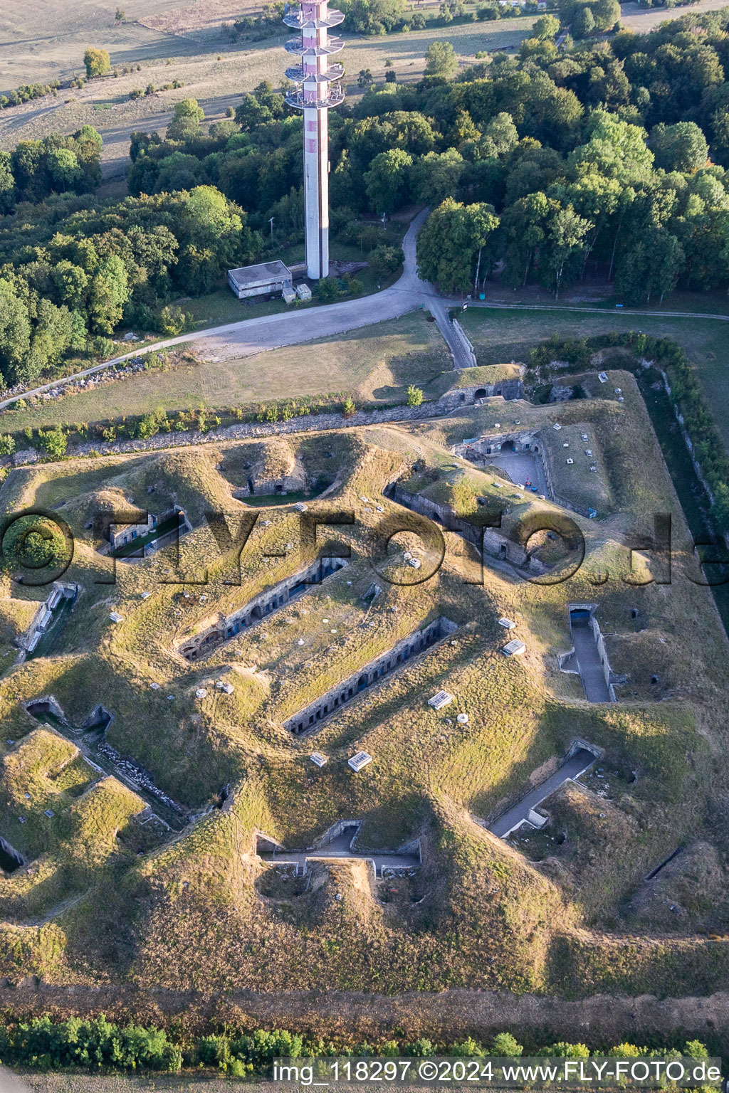 Aerial photograpy of Fort de Bourlémont in Mont-lès-Neufchâteau in the state Vosges, France