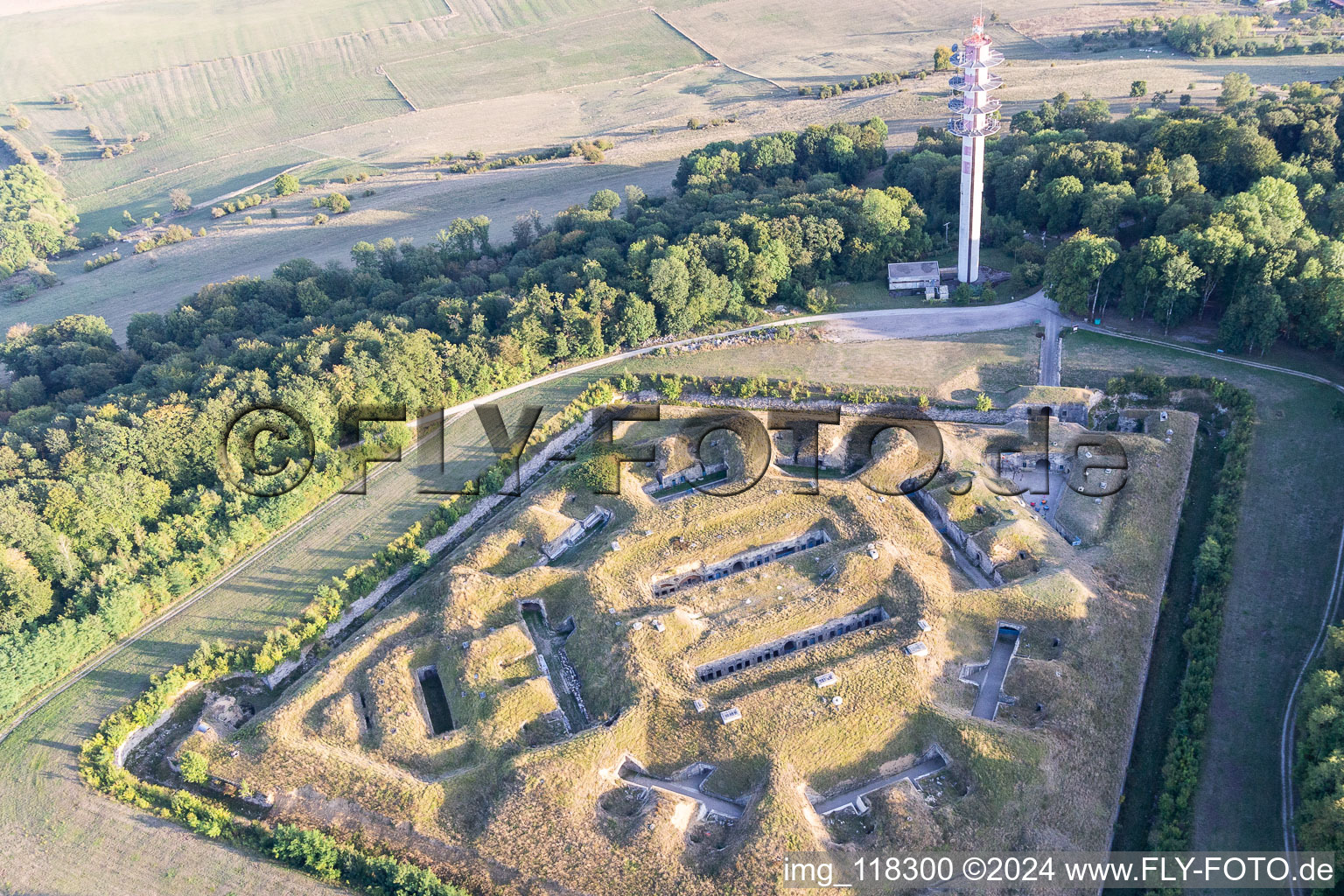 Oblique view of Fort de Bourlémont in Mont-lès-Neufchâteau in the state Vosges, France