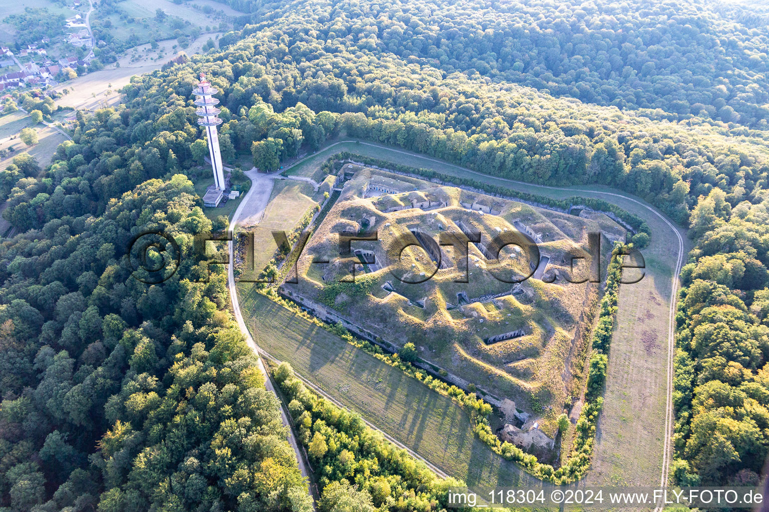 Fort de Bourlémont in Mont-lès-Neufchâteau in the state Vosges, France from above