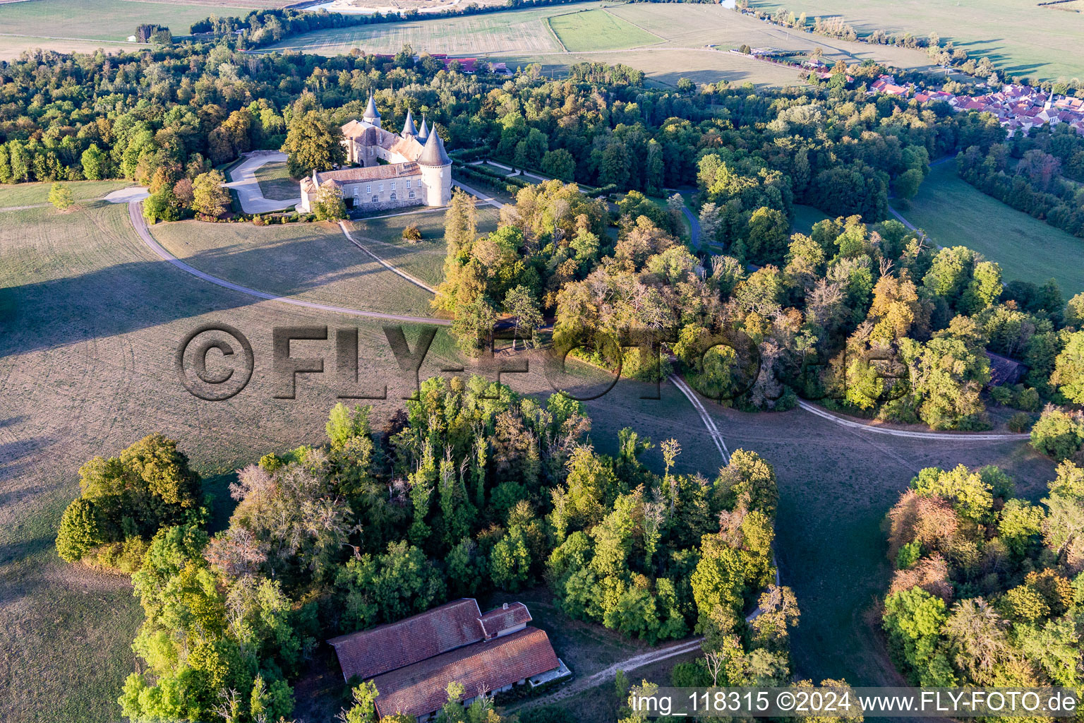 Oblique view of Chateau de Bourlémont in Frebécourt in the state Vosges, France