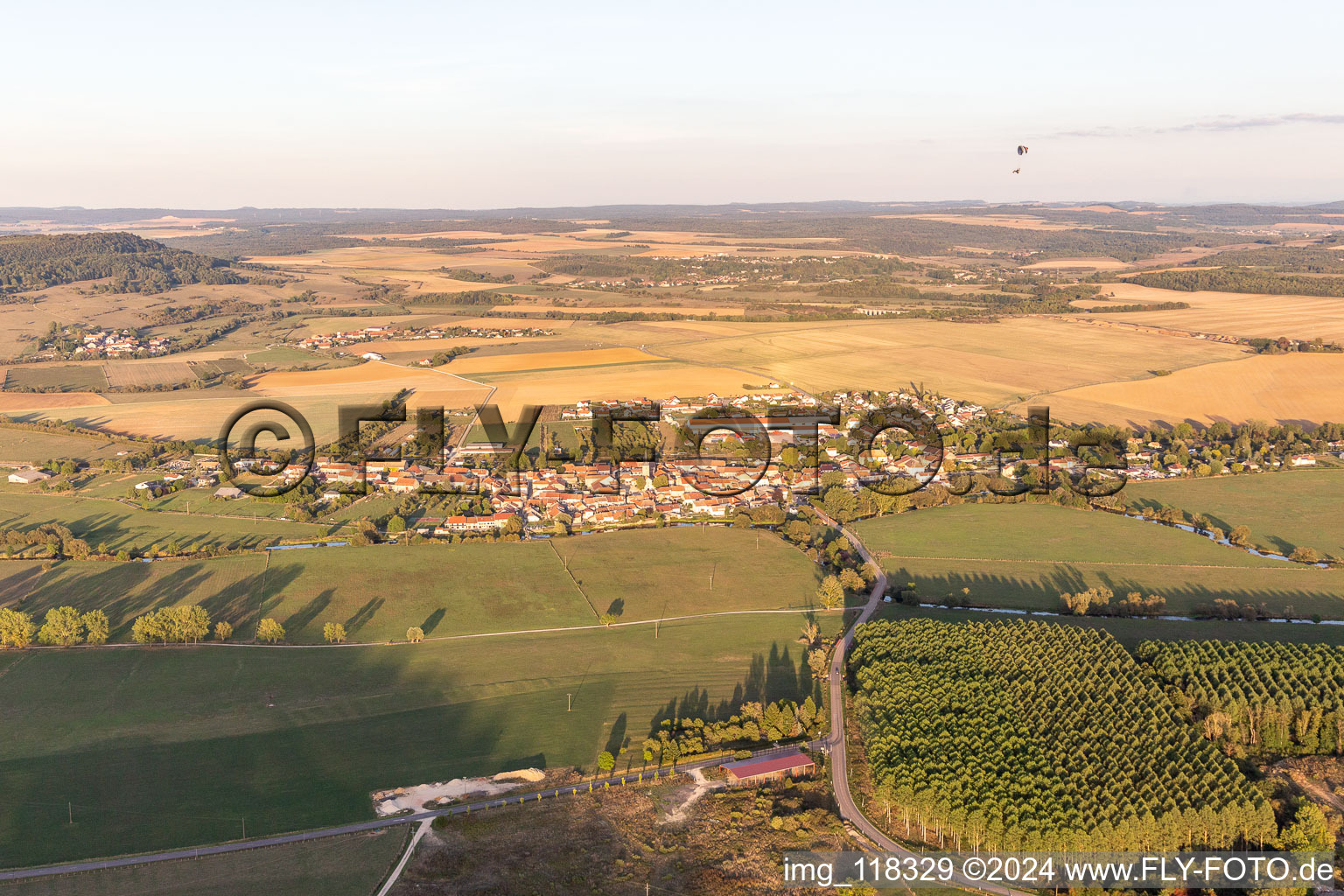 Aerial view of Coussey in the state Vosges, France