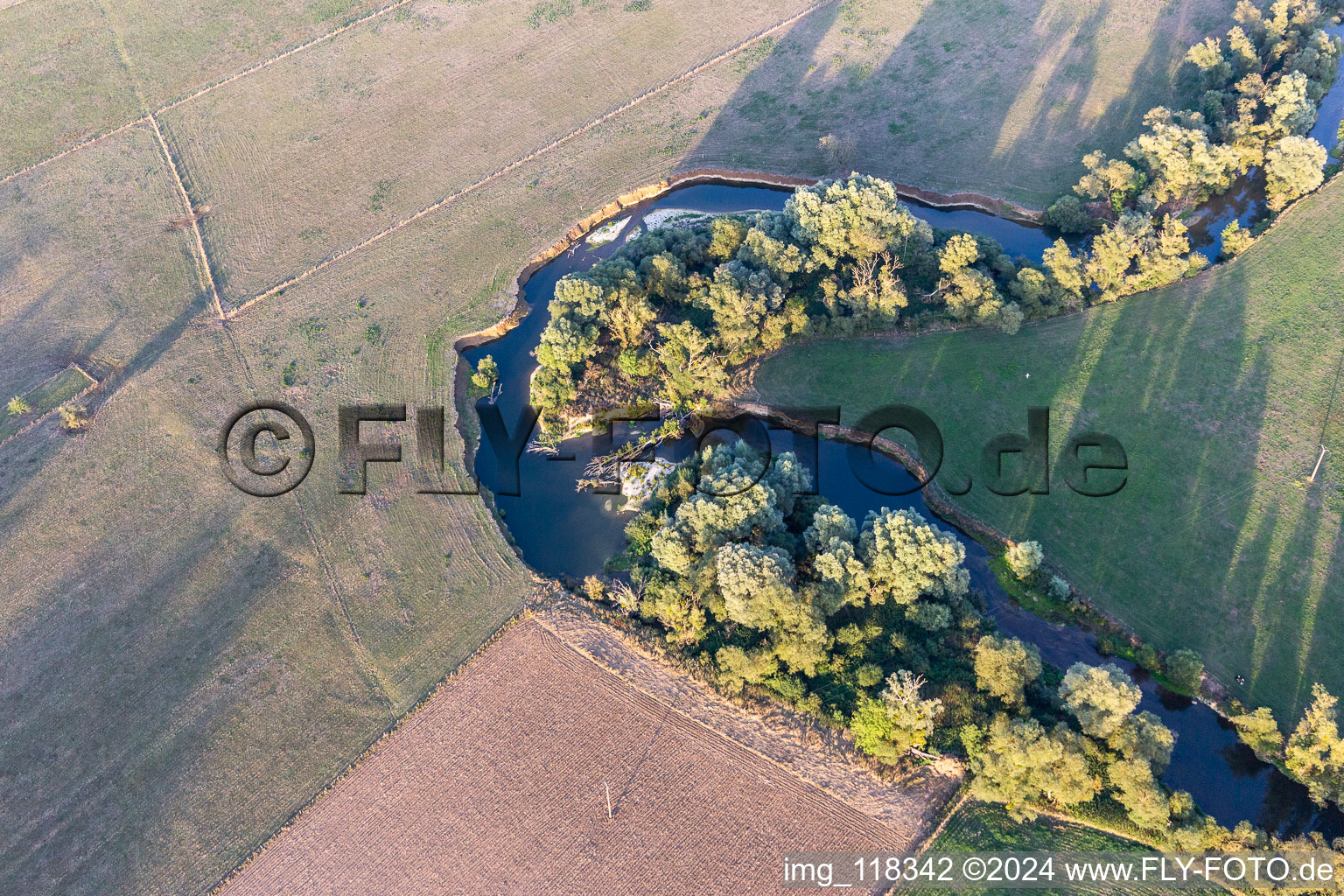 Aerial view of The Meuse in Maxey-sur-Meuse in the state Vosges, France