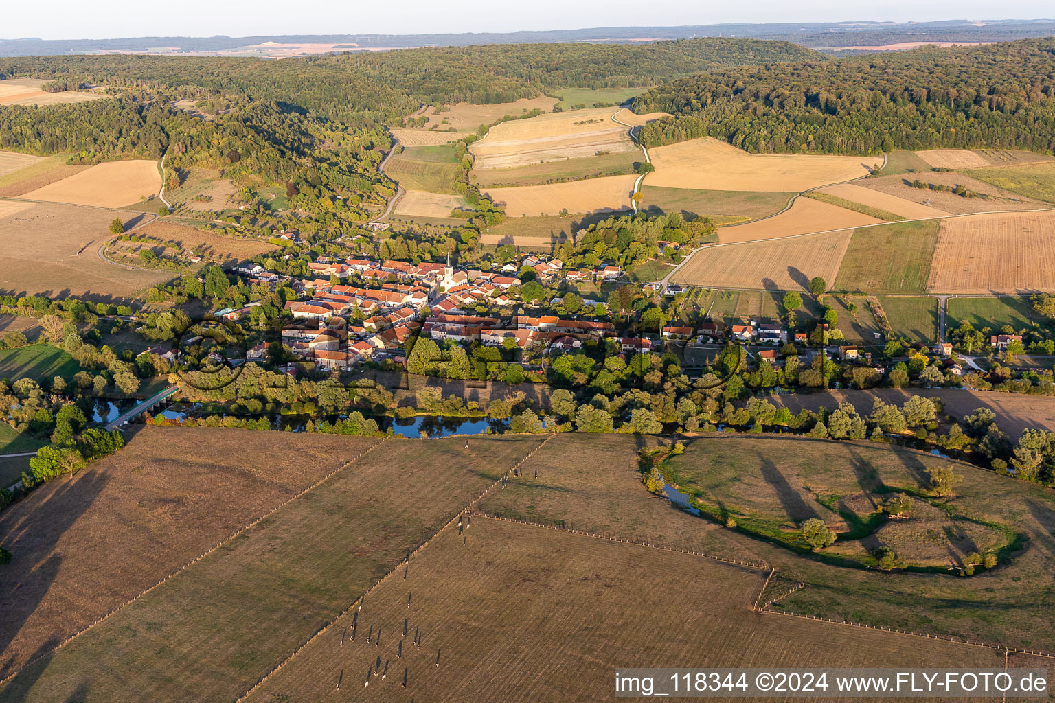 Aerial photograpy of Maxey-sur-Meuse in the state Vosges, France