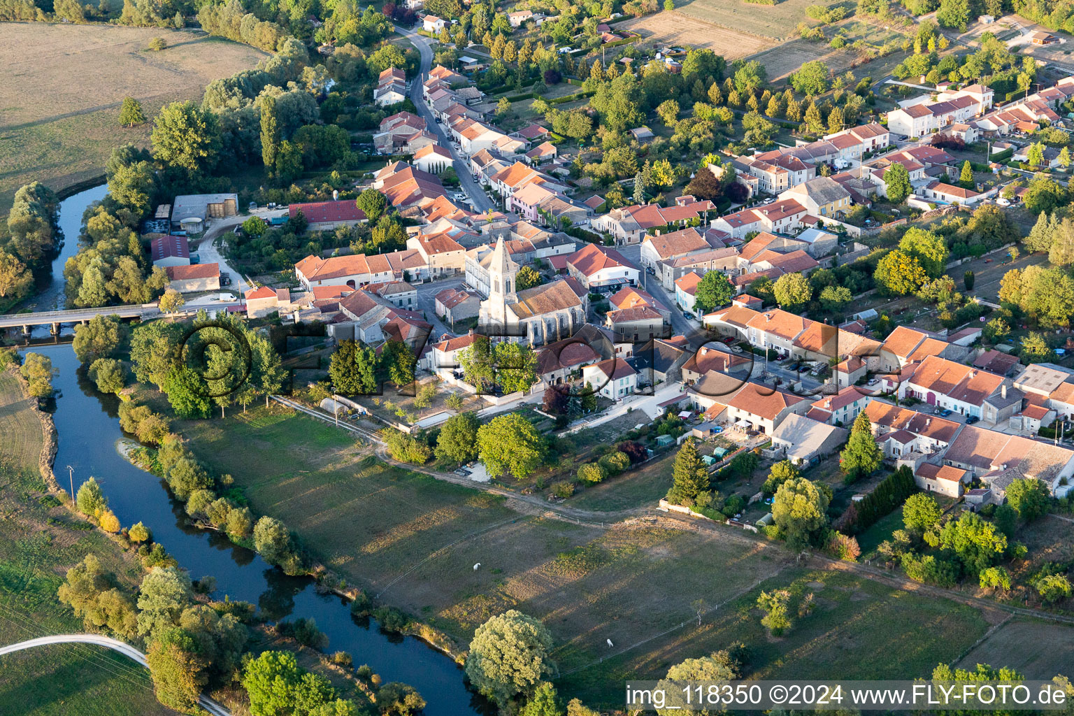 Village on the river bank areas of Maas in Sauvigny in Grand Est, France