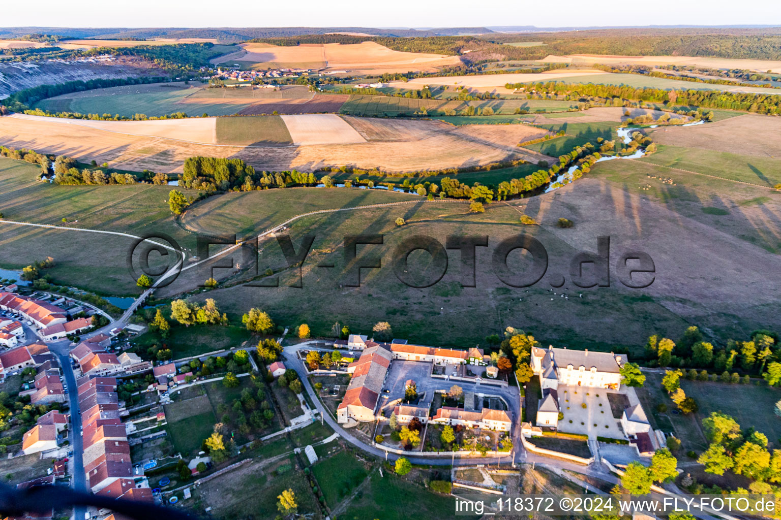 Oblique view of Château de Montbras in Montbras in the state Meuse, France