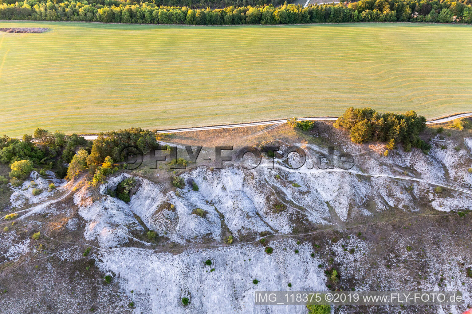 Aerial view of Paragliding launch sites above the Chètre in Champougny in the state Meuse, France
