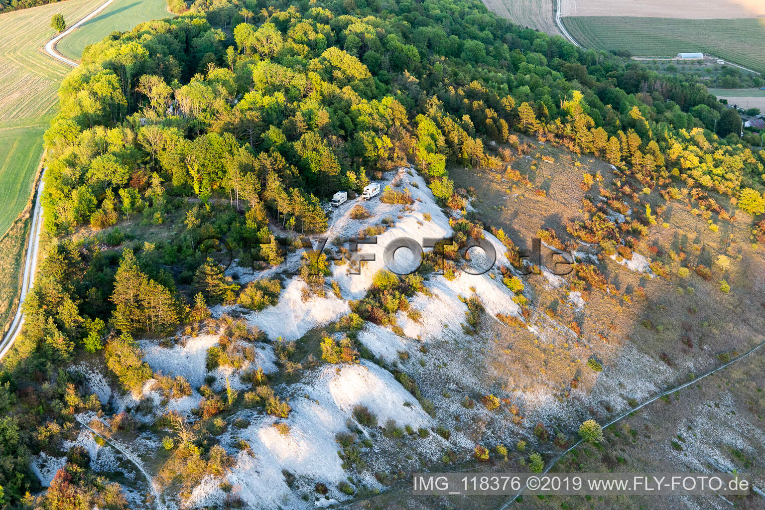 Aerial photograpy of Paragliding launch sites above the Chètre in Champougny in the state Meuse, France