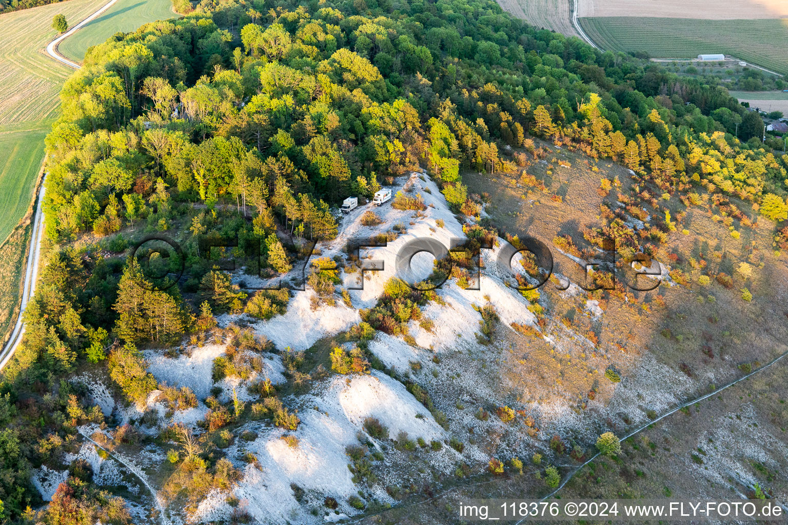 Aerial photograpy of Paragliding launch sites above the Chètre in Champougny in the state Meuse, France