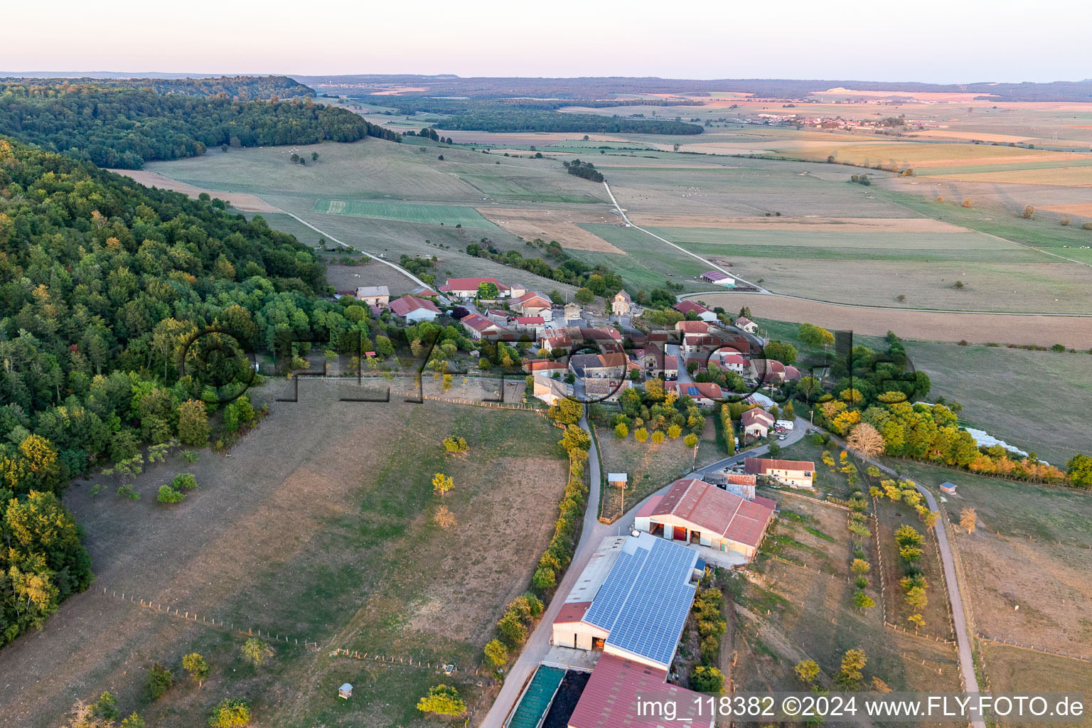 Aerial view of Clérey-la-Côte in the state Vosges, France