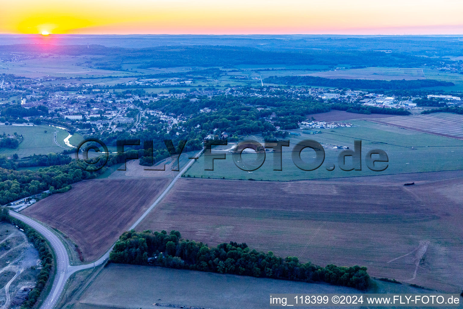 Aerial view of Neufchateau Airport in Neufchâteau in the state Vosges, France