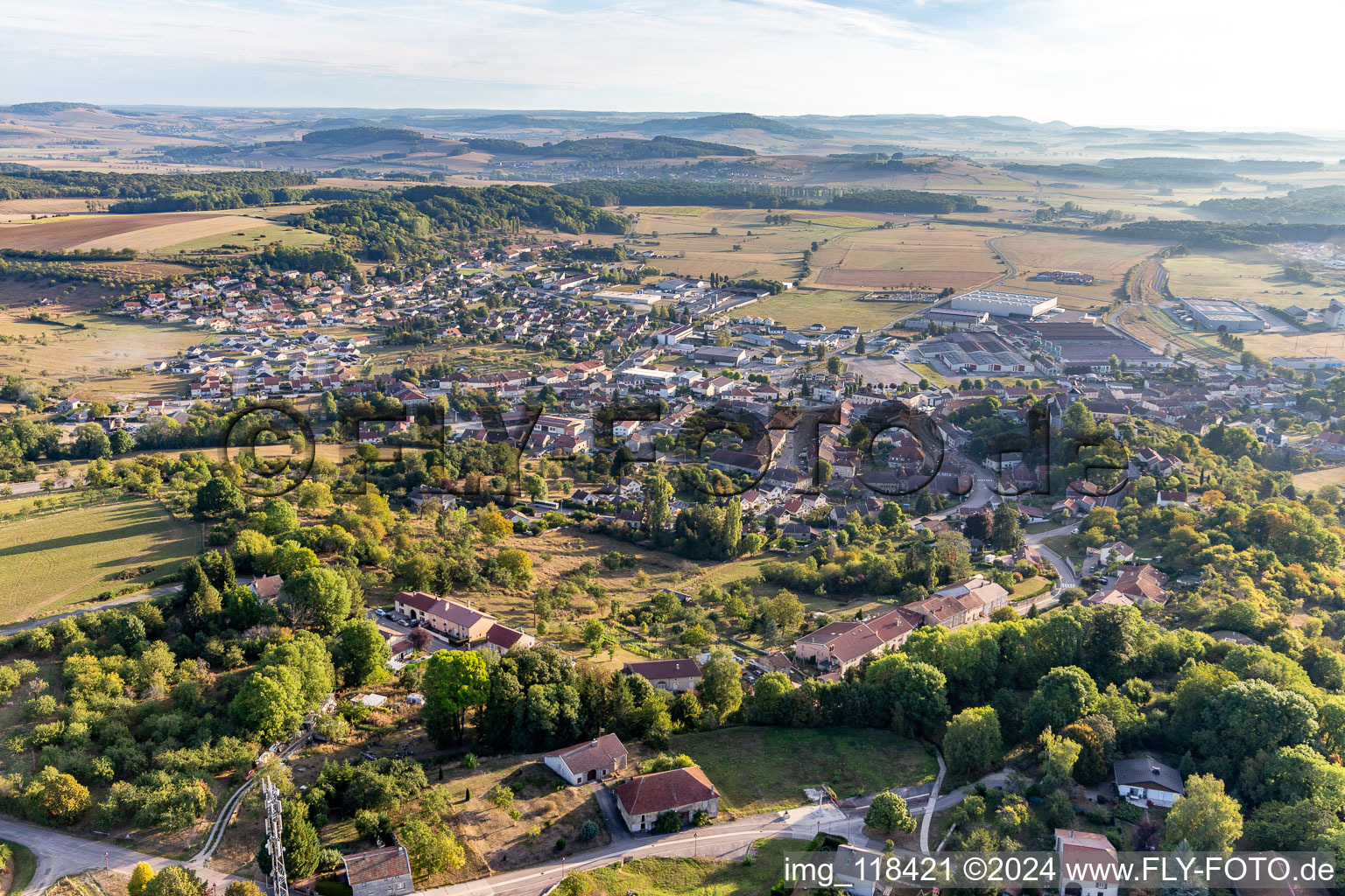 Châtenois in the state Vosges, France seen from above