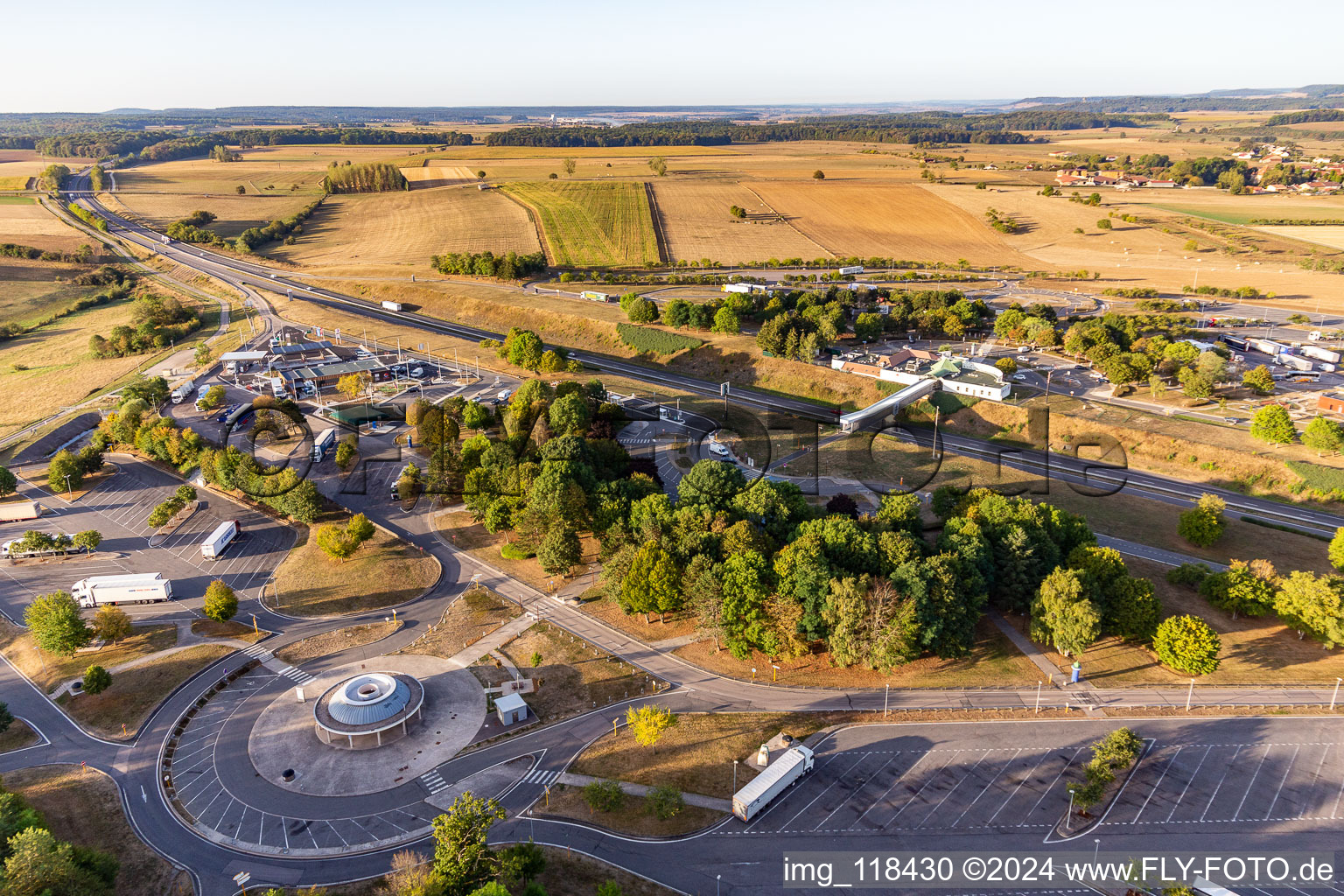 Aerial photograpy of A31 Service area Aire de Sandaucourt in Sandaucourt in the state Vosges, France