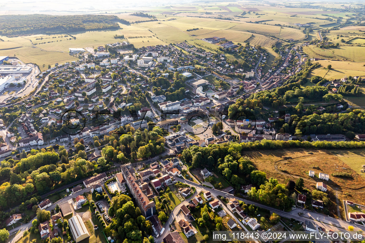 Aerial view of Contrexéville in the state Vosges, France