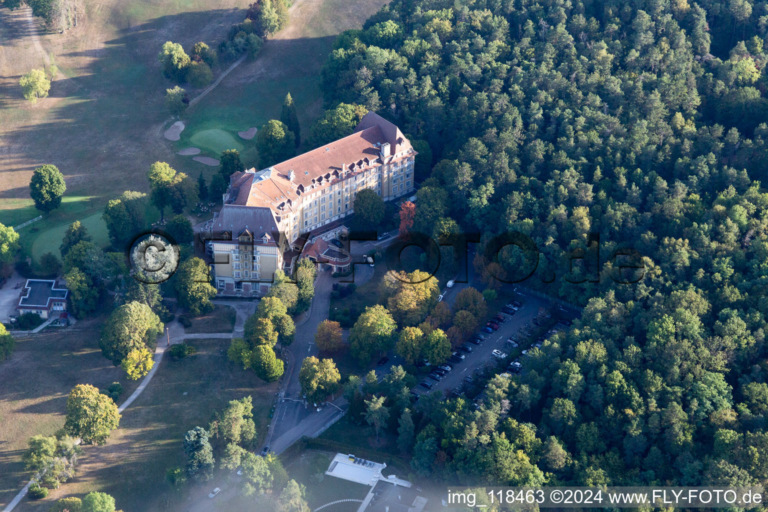 Complex of the hotel building Club Med Vittel Ermitage - France in Vittel in Grand Est, France