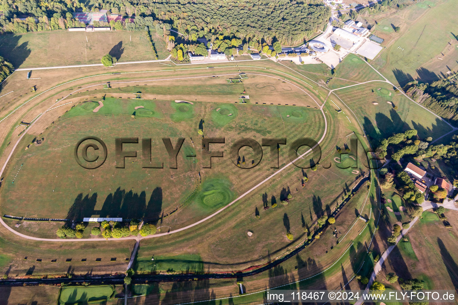 Aerial view of Horseback Riding Courses in Vittel in the state Vosges, France